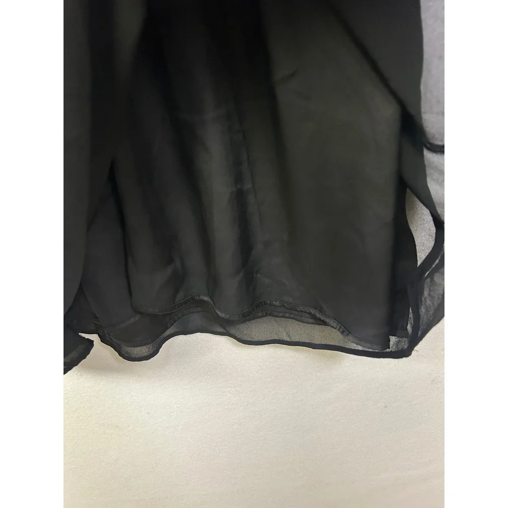Dark Academia H&M Womens XXL Black‎ Pleated V-Neck Flutter Sleeve Tunic Dress